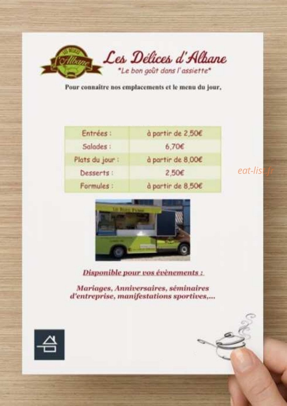 Les Délices d'Albane — carte page 1