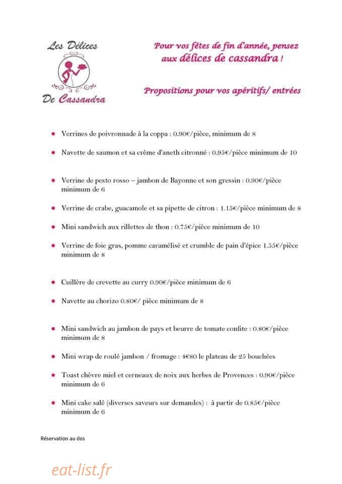 Les Délices De Cassandra — carte page 1