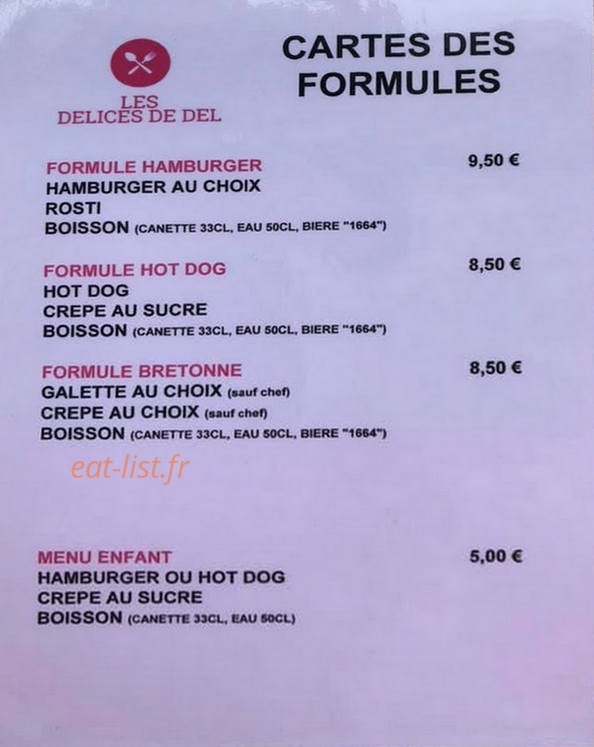 Les délices de Del — carte page 2