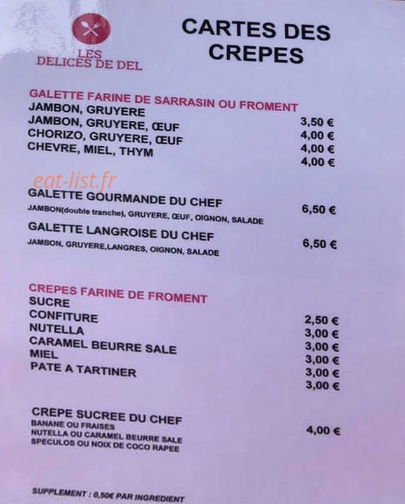 Les délices de Del — carte page 3