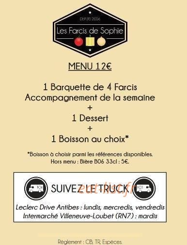 Les Farcis de Sophie — carte page 1