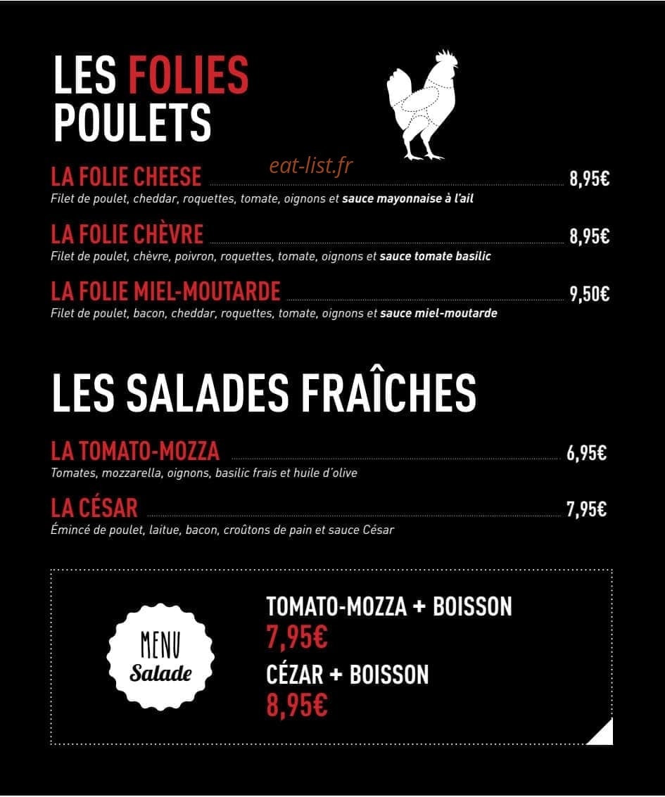 Les Folies Burger's — carte page 2