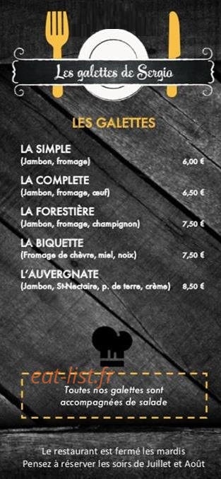 Les galettes de Sergio — carte page 1