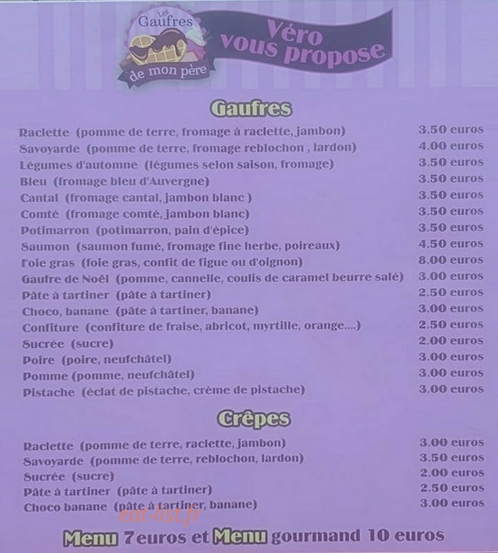 Les Gaufres de mon Père — carte page 1