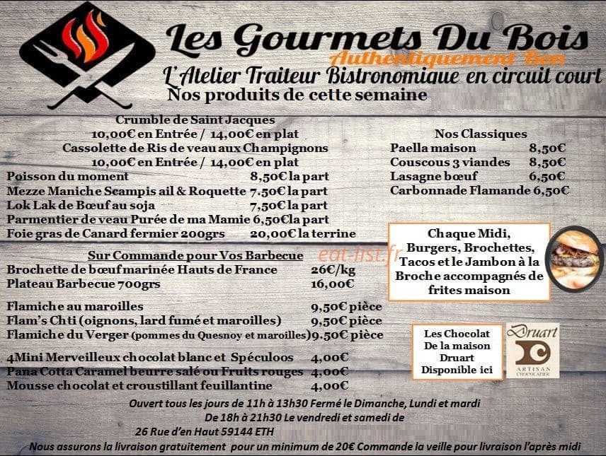 Les Gourmets Du Bois — carte page 1