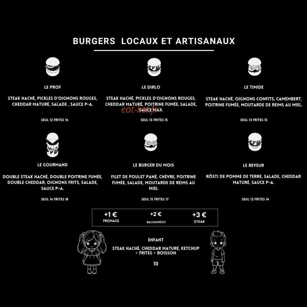 Les maîtres du burger — carte page 1