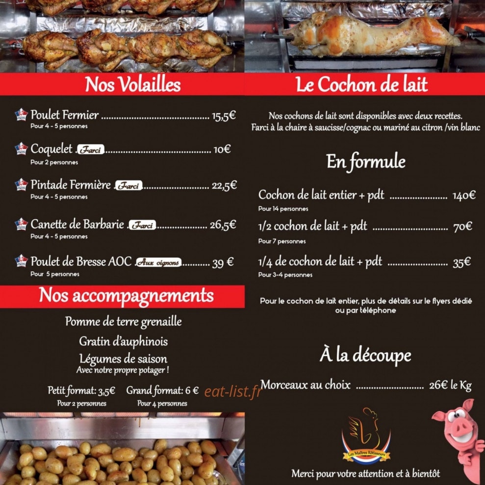 Les Maîtres Rôtisseurs — carte page 1
