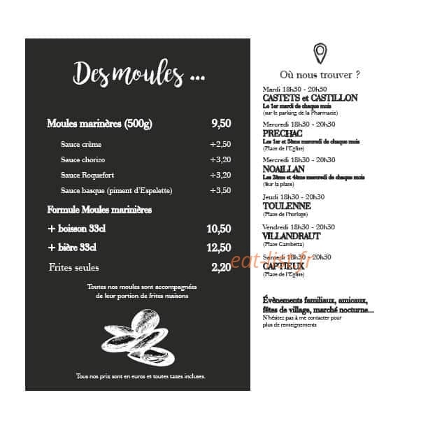 Les moul'frites de Sylvie — carte page 1