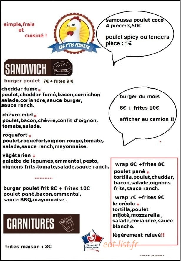 Les p'tis poulets — carte page 1