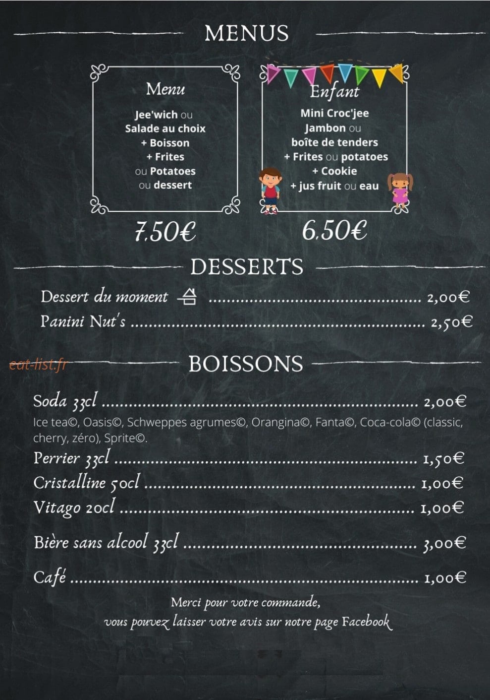 Les P'tits Plats de Jee — carte page 4