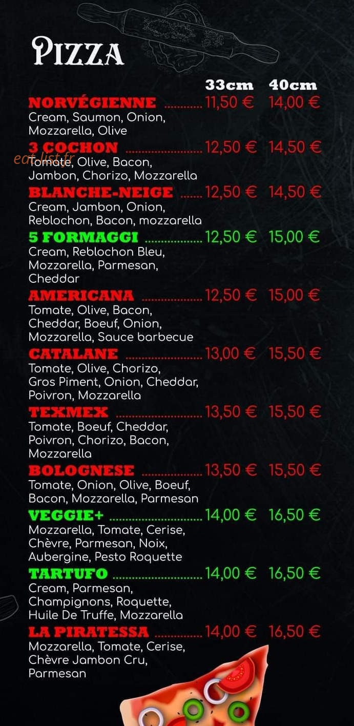 Les pirates pizzeria — carte page 2
