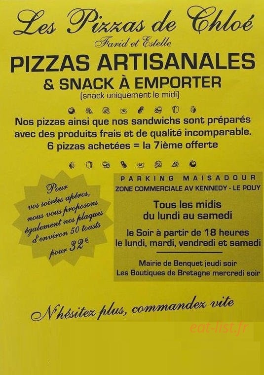 Les pizzas de chloé — carte page 1