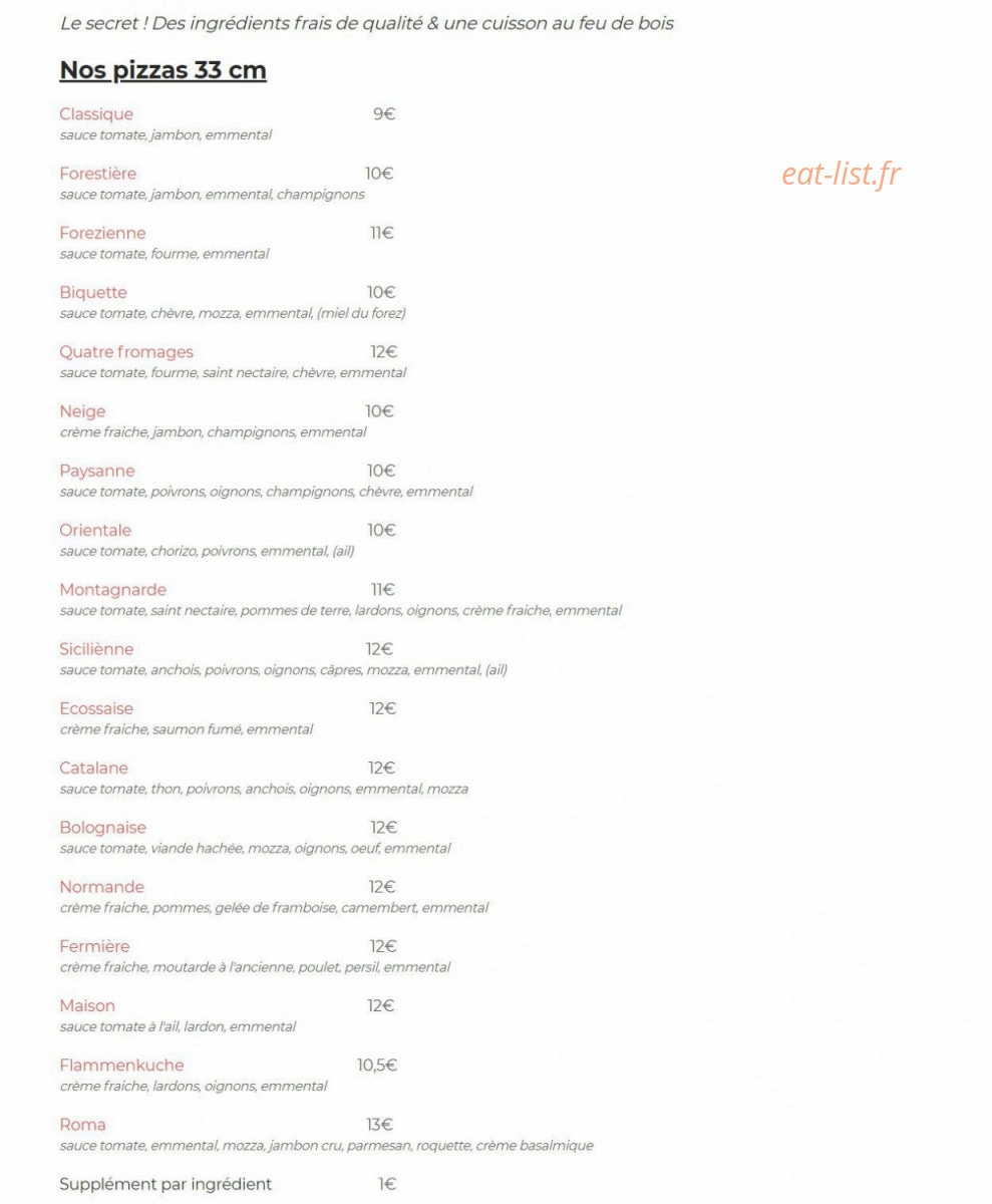 Les pizzas de Fabrice — carte page 1
