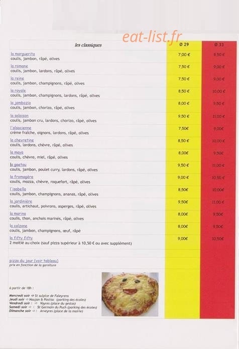 Les pizzas de Sylvie — carte page 1