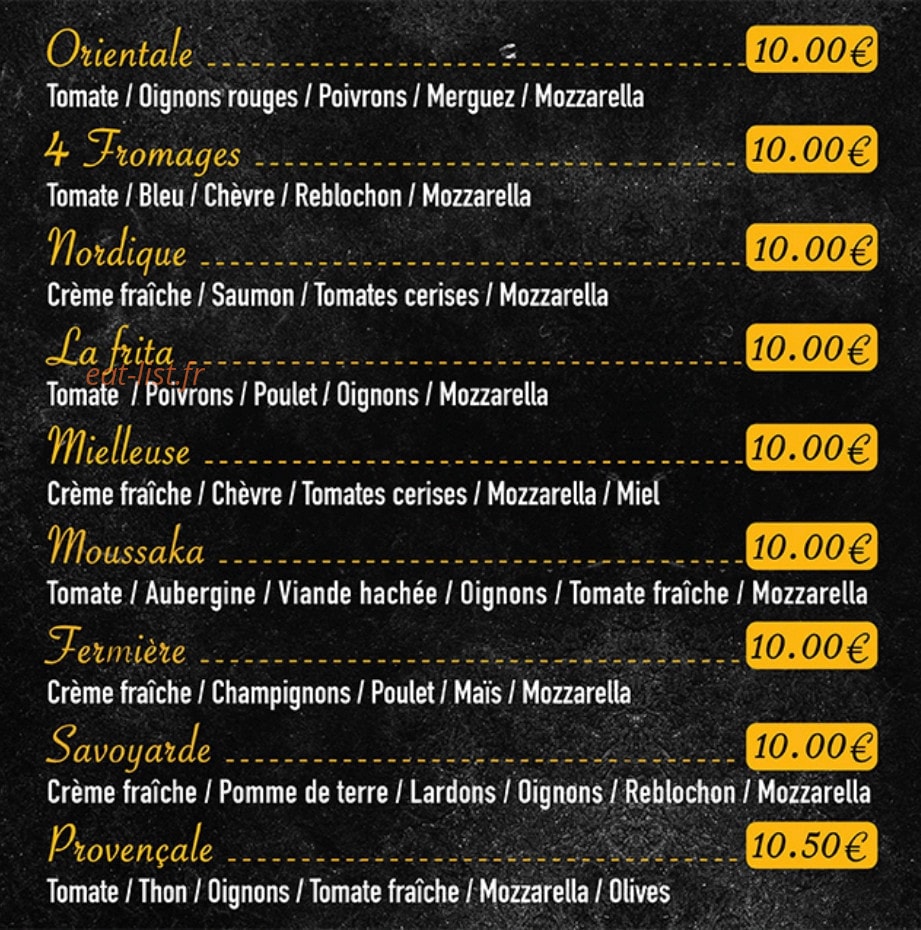 Les Pizzas du Feuilly — carte page 2