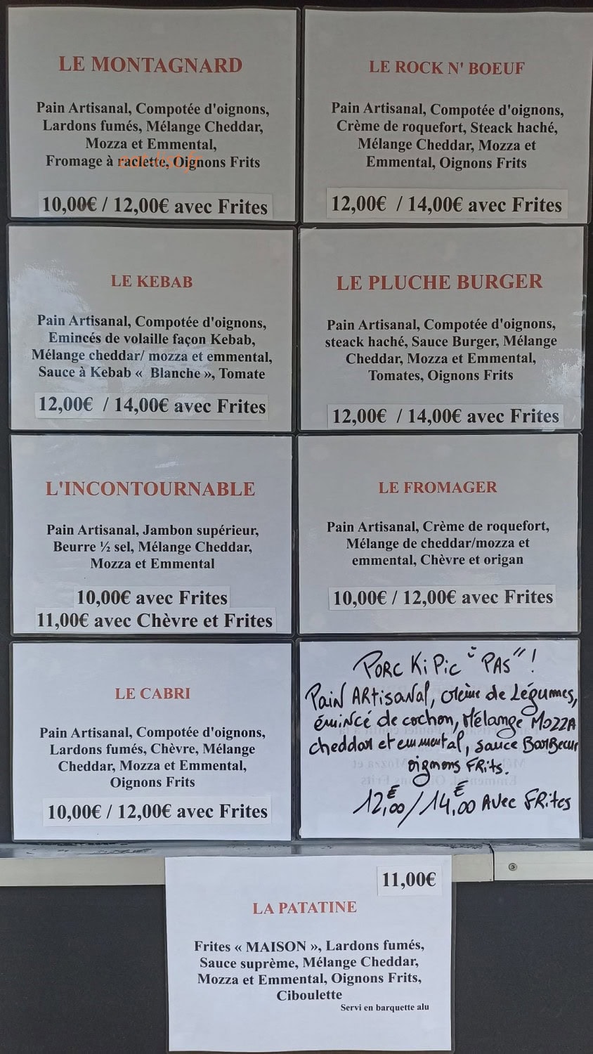 Les Pluches Patates — carte page 1