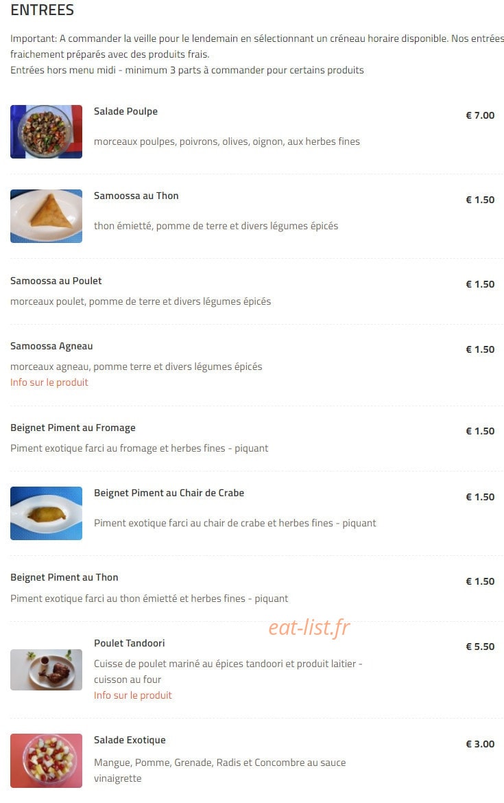 Les saveurs de dodo — carte page 1