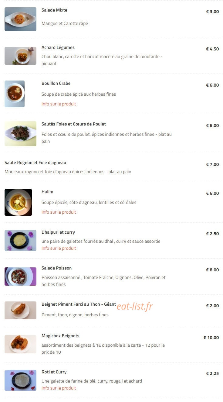 Les saveurs de dodo — carte page 2