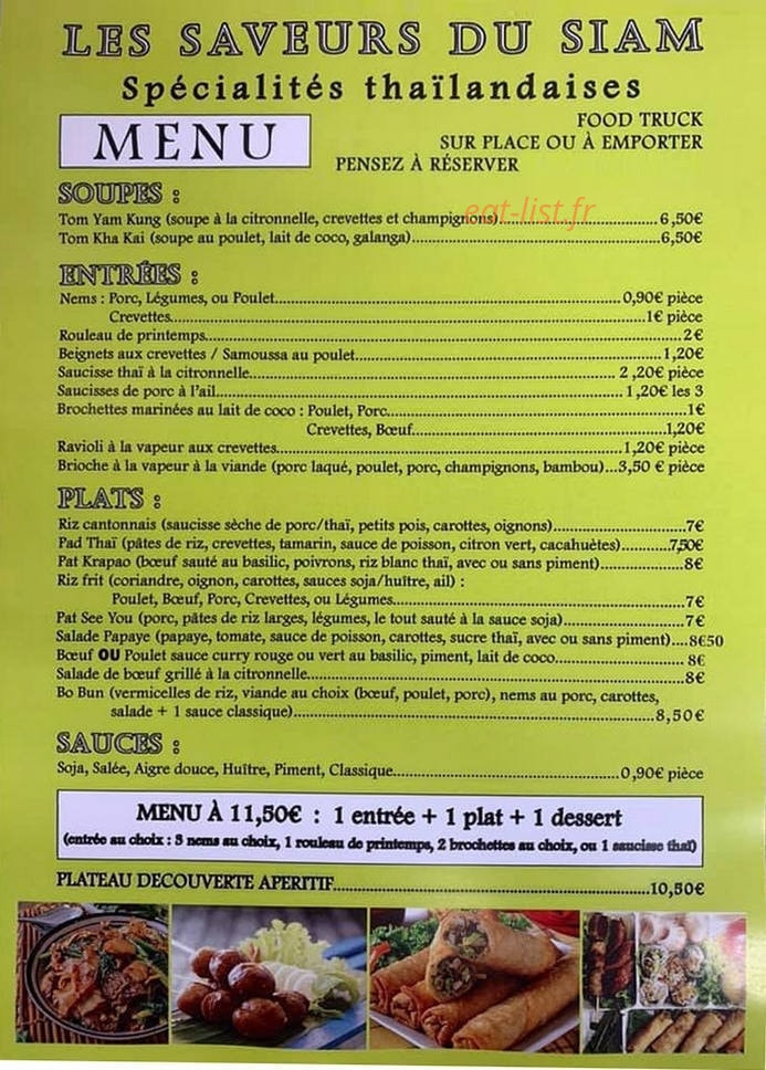 Les Saveurs du Siam — carte page 2