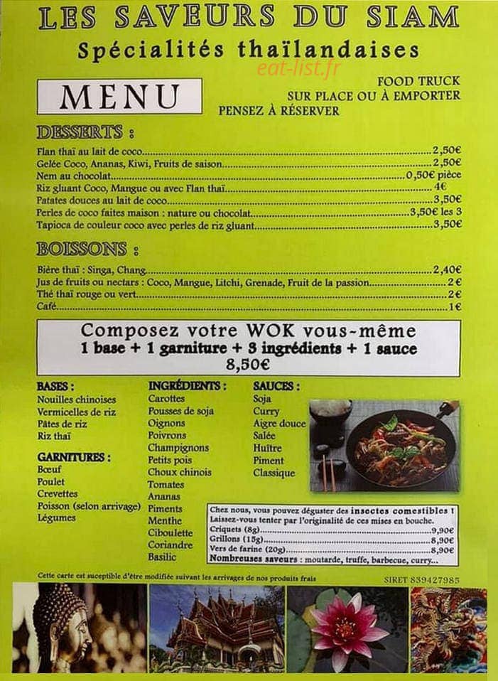 Les Saveurs du Siam — carte page 3