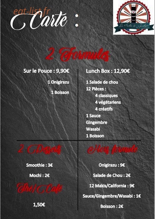 Les Sushis de Justhyne — carte page 1