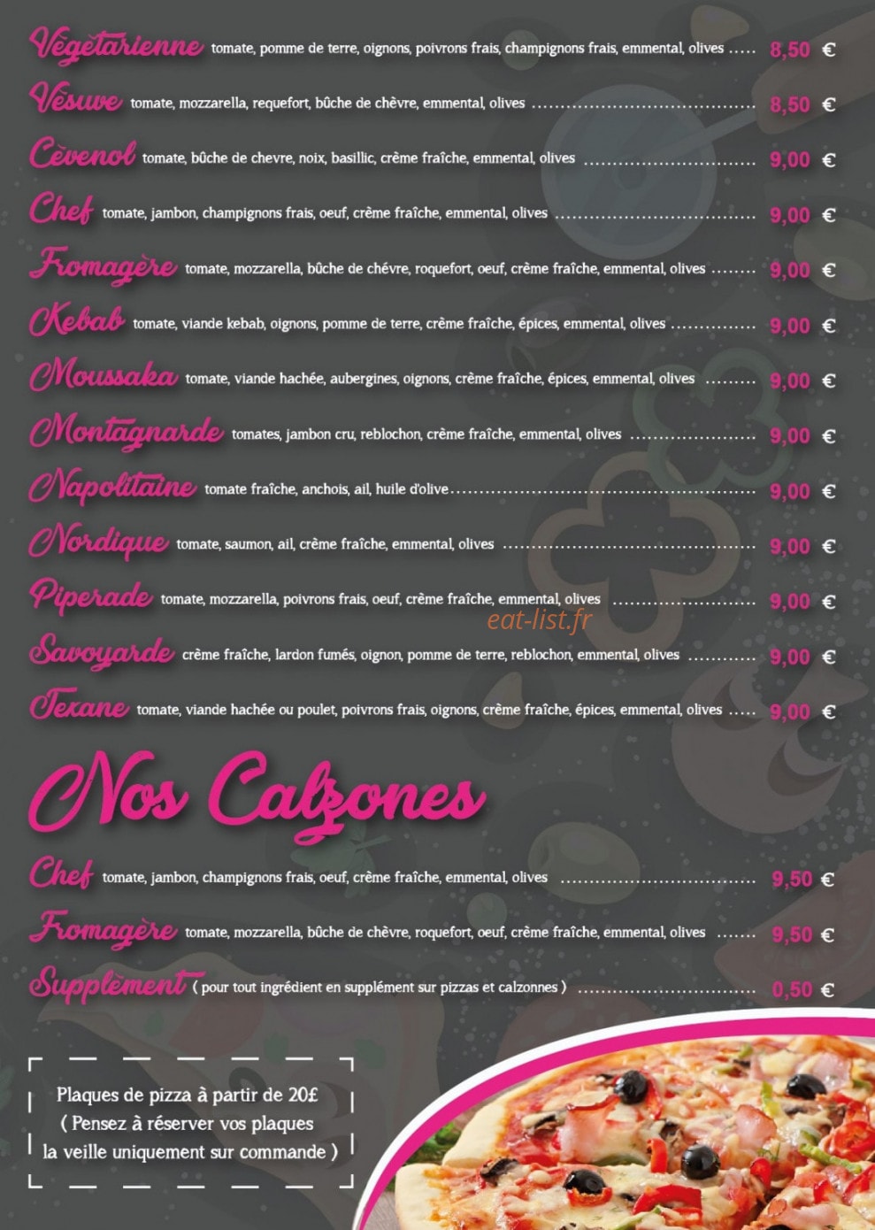 Lilie pizzas — carte page 2