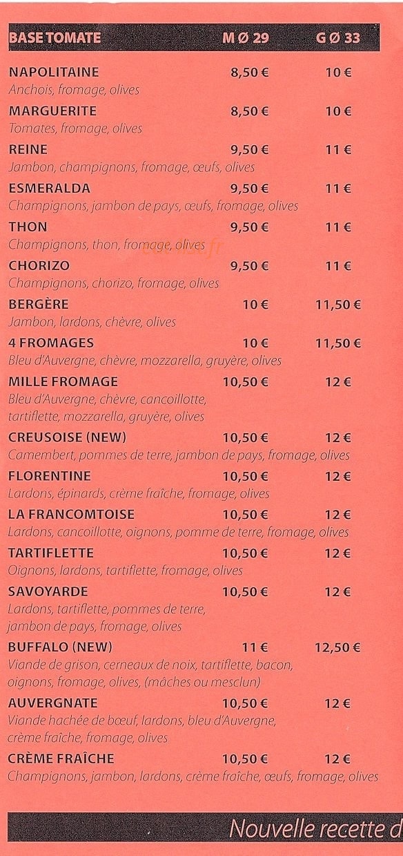 Lionel pizza — carte page 2