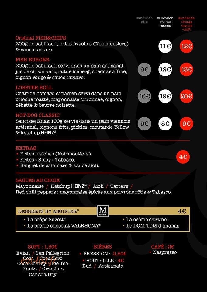 Lobster's — carte page 1