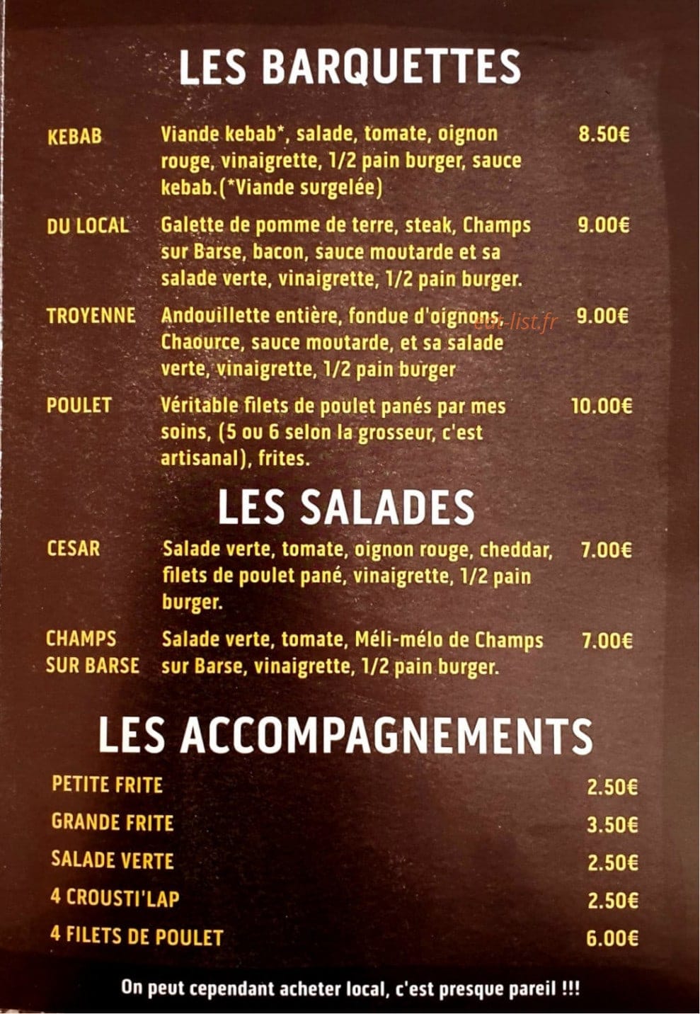 Local Snack'Lap — carte page 2