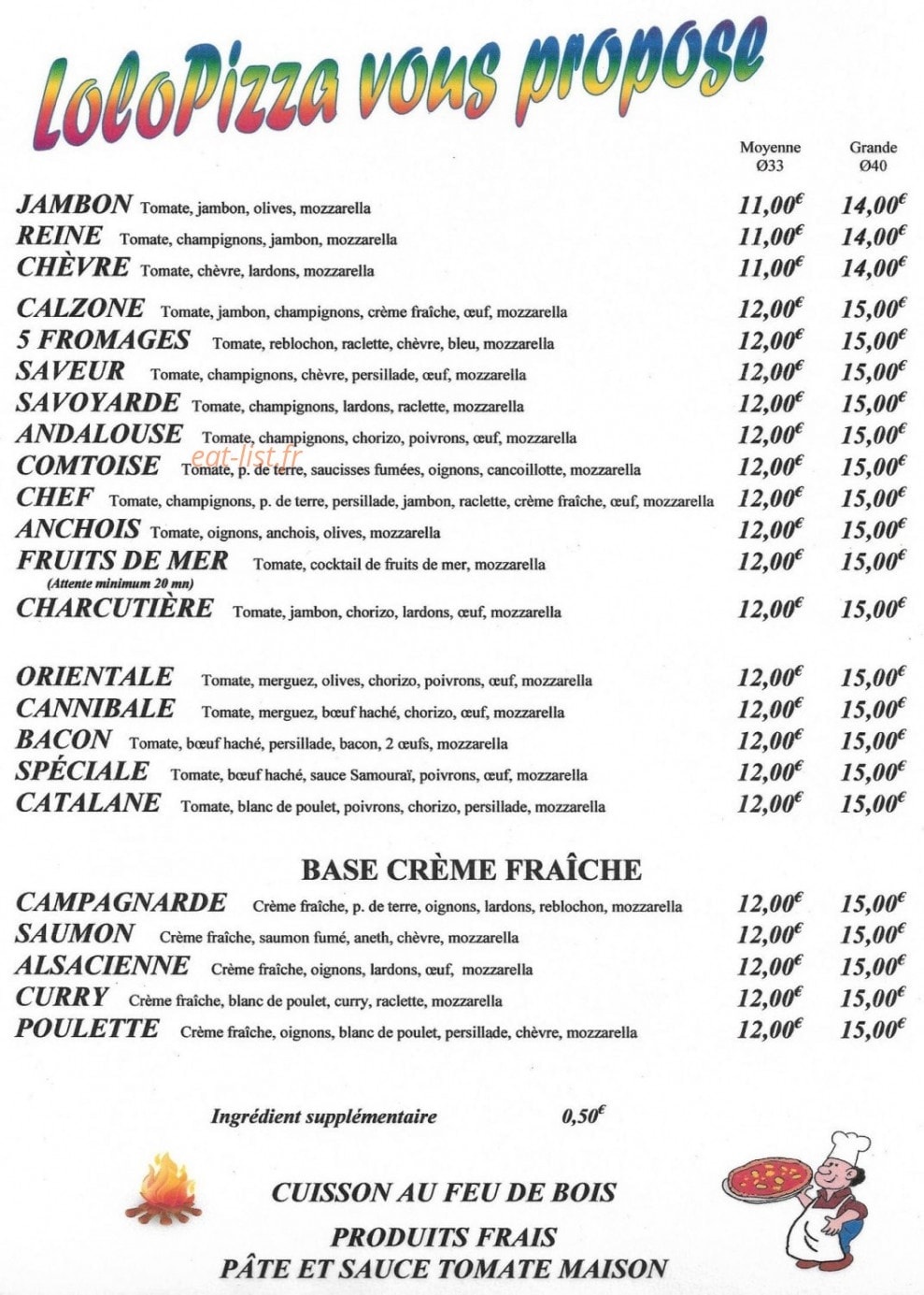 Lolopizza au Feu de Bois — carte page 1