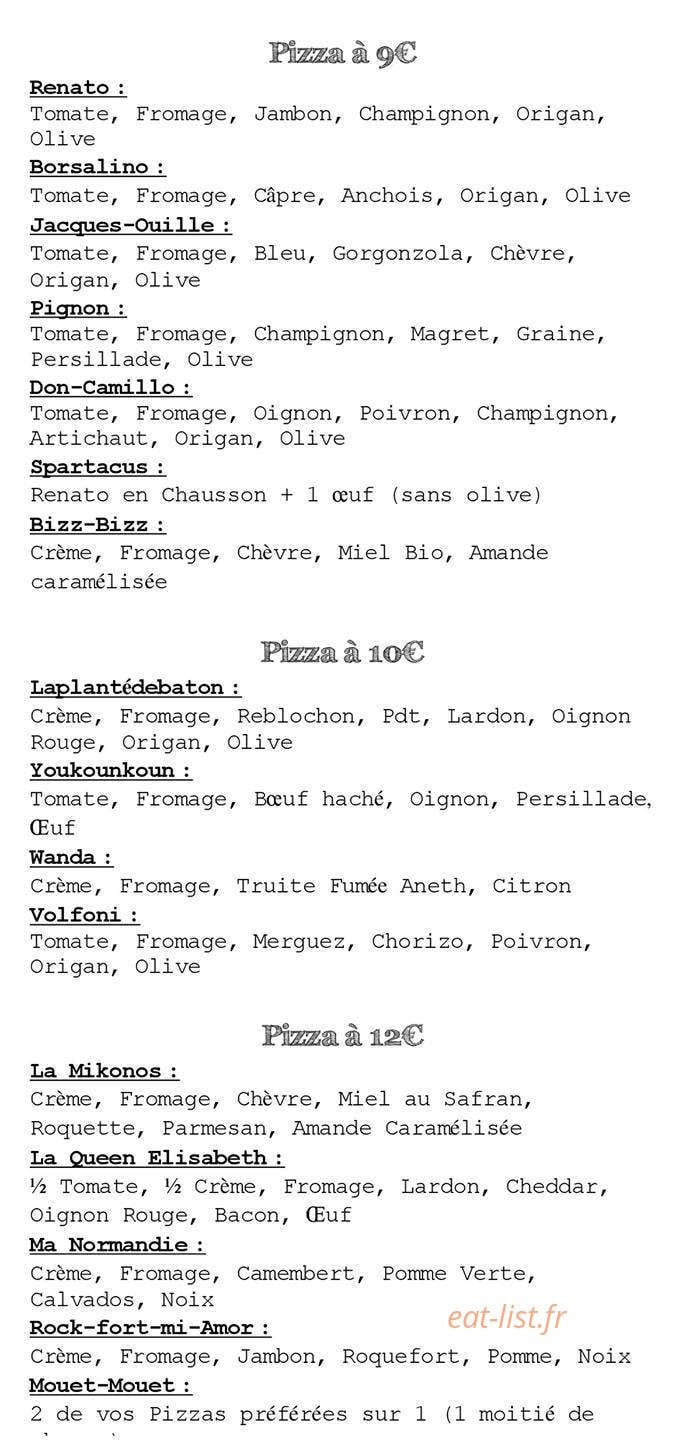 Louis la Pizza — carte page 2
