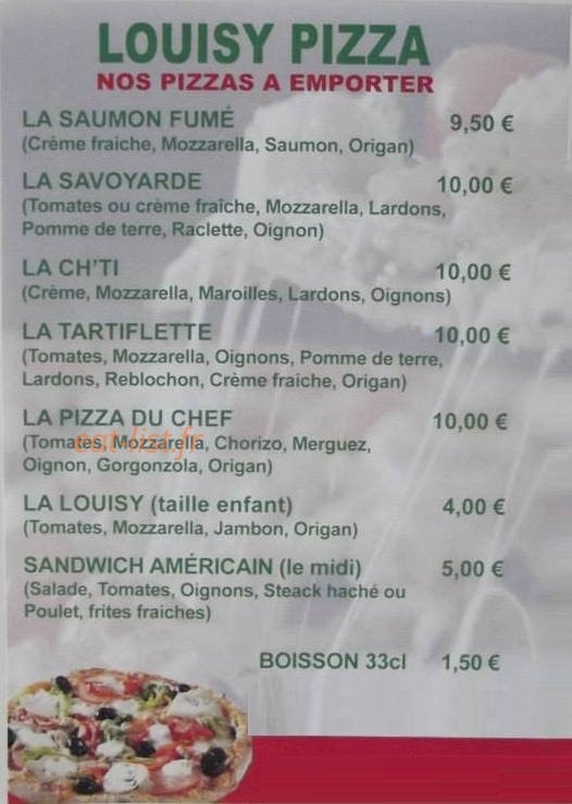 Louisy Pizza — carte page 1