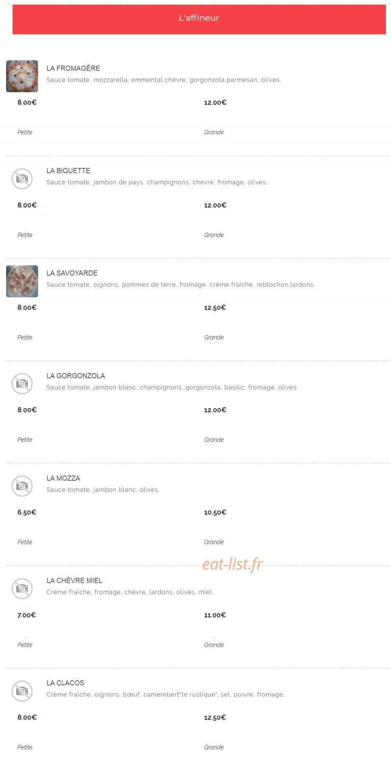 Loulou pizz — carte page 2