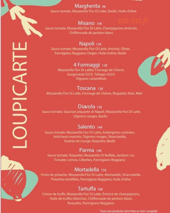 Loupino Pizza — carte page 1