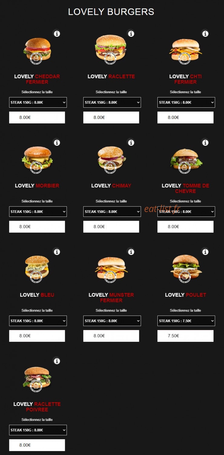 Lovely Burgers — carte page 2