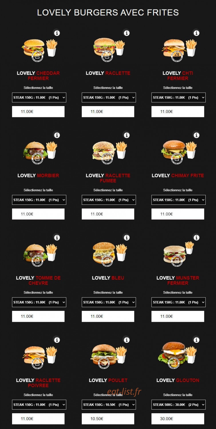 Lovely Burgers — carte page 3