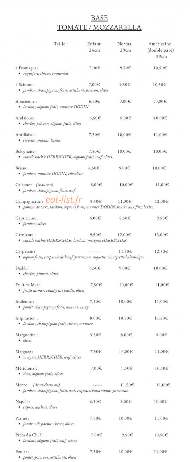 LP Lorenzo Pizza — carte page 1