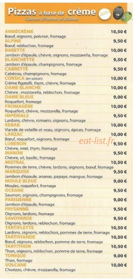 Luberon Pizzas — carte page 3