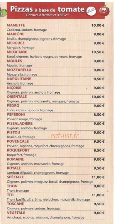 Luberon Pizzas — carte page 2