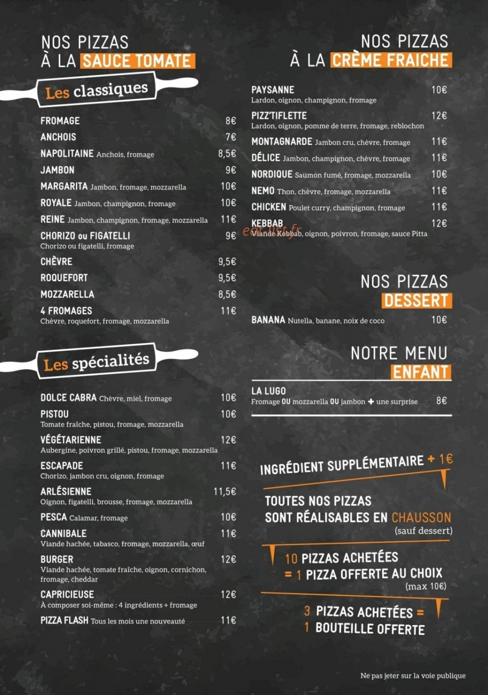 Lugo Pizza — carte page 2
