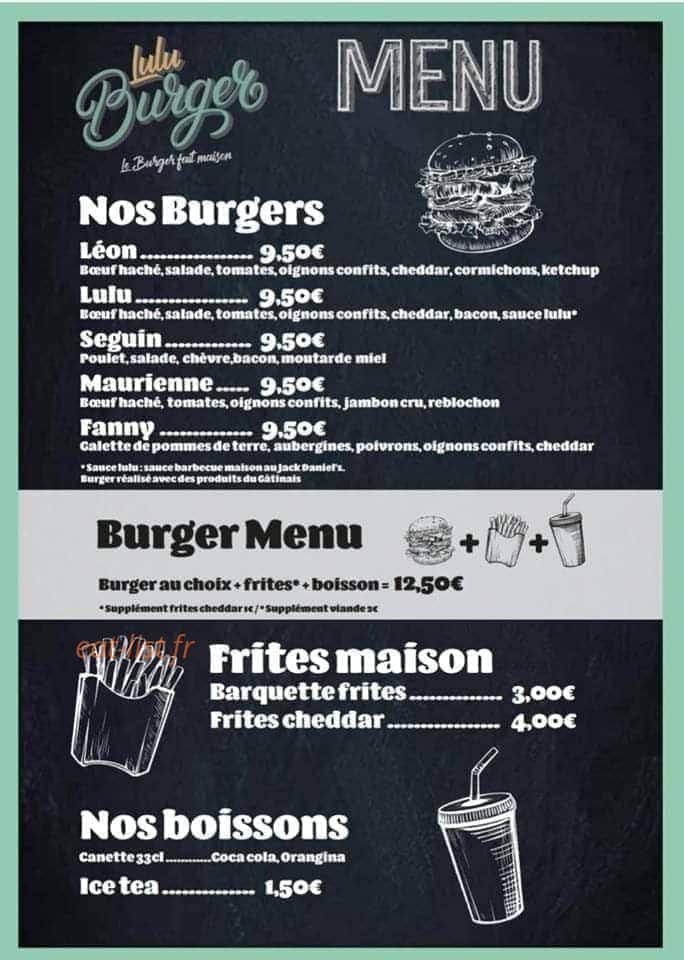 LuluBurger — carte page 1