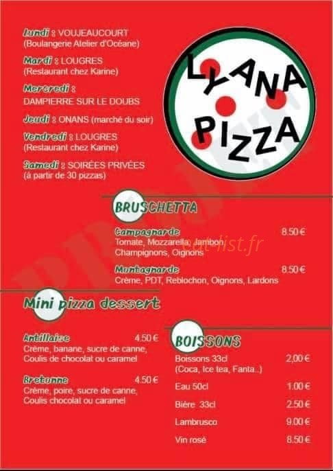 Lyana Pizza — carte page 2