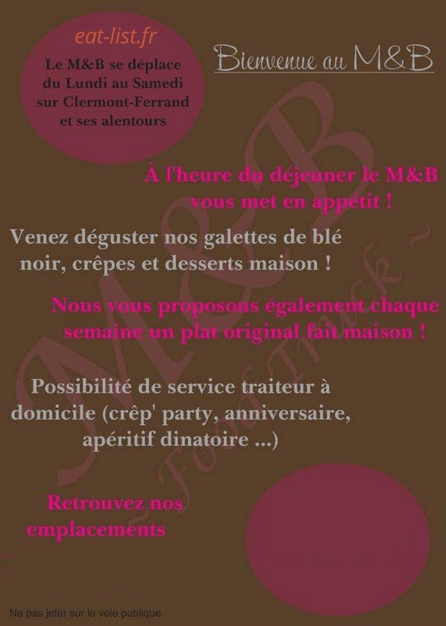 M&B Food Truck — carte page 1