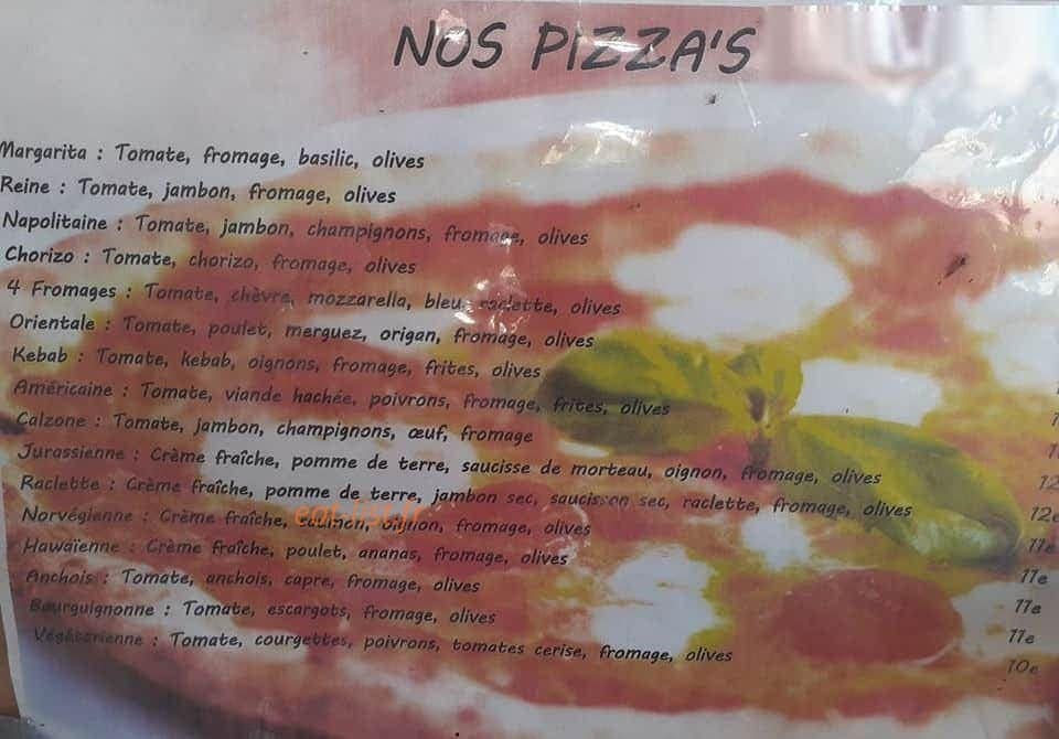 M J Pizza — carte page 1