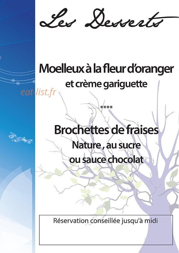 Ma Cuisine Bleue — carte page 2