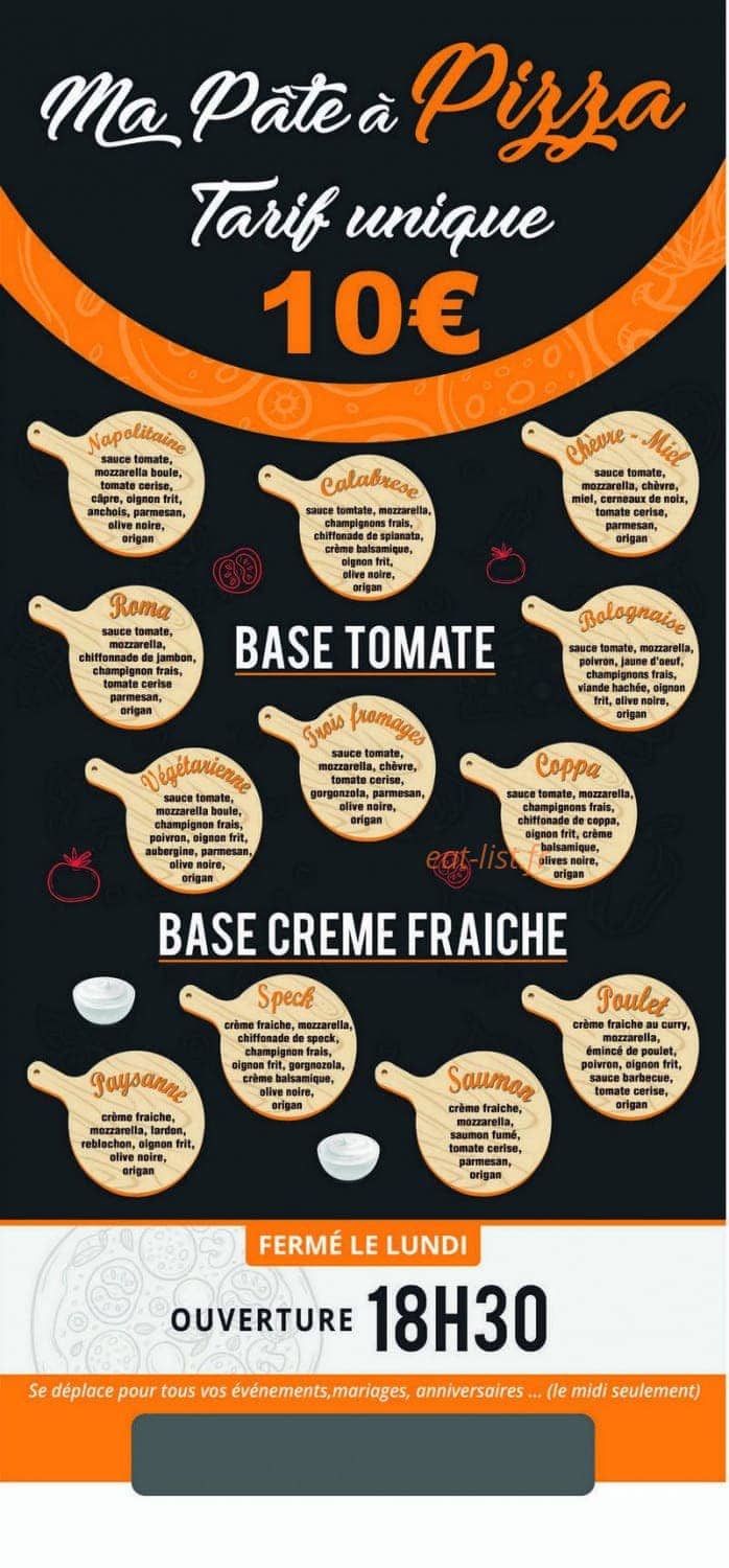Ma pâte à Pizza — carte page 1