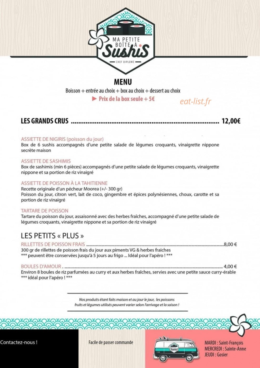 Ma petite boîte à Sushis — carte page 1