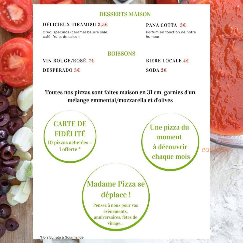 Madame Pizza 82 — carte page 3