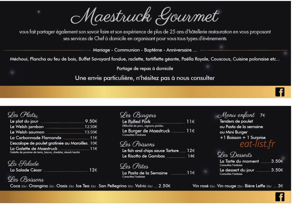 Maestruck Gourmet — carte page 1