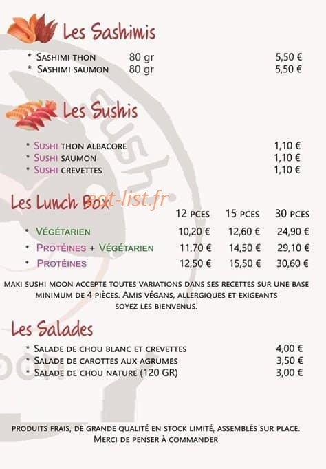 Maki sushi moon — carte page 3